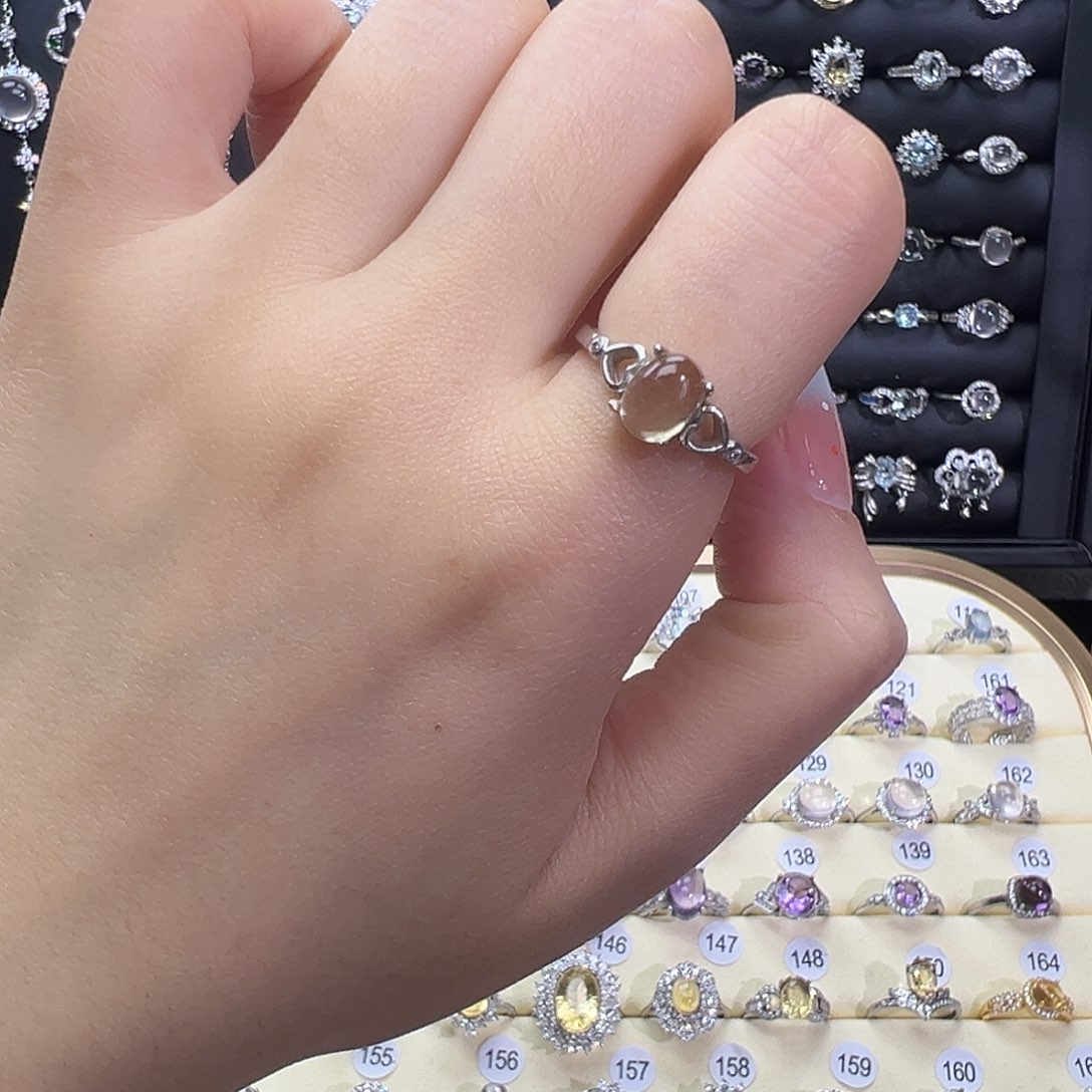 黄晶戒指银S925镶嵌不退换