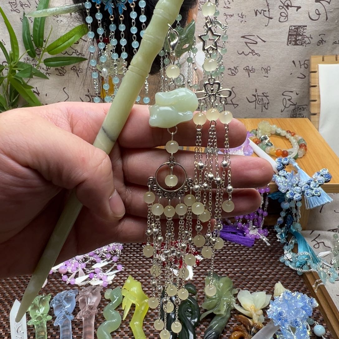 蛇纹石玉合金发饰