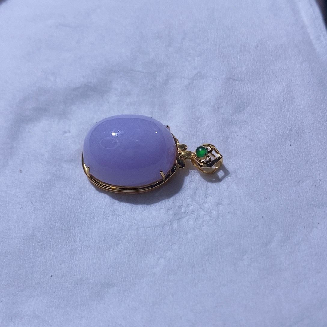 翡翠吊坠(不含链)18K金镶嵌