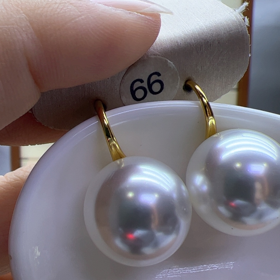 淡水珍珠耳饰18K金镶嵌