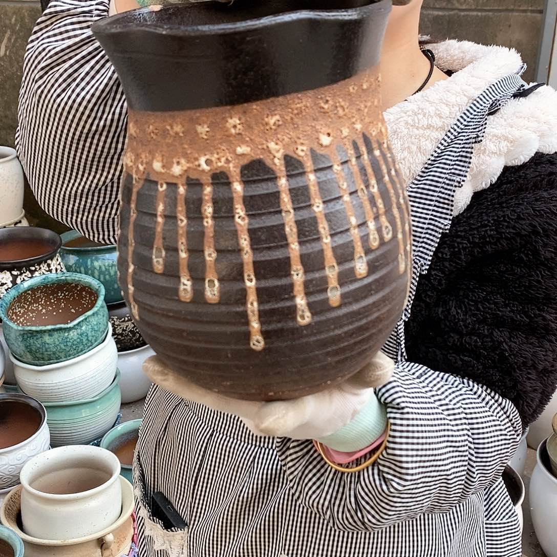 红泥花盆瑕疵口15高20