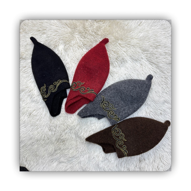 美雅家原创走秀款羊毛祥云刺绣五种戴法大云朵护耳贝雷帽个性保暖