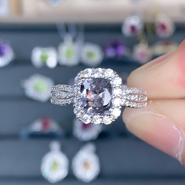 尖晶石戒指银S925镶嵌