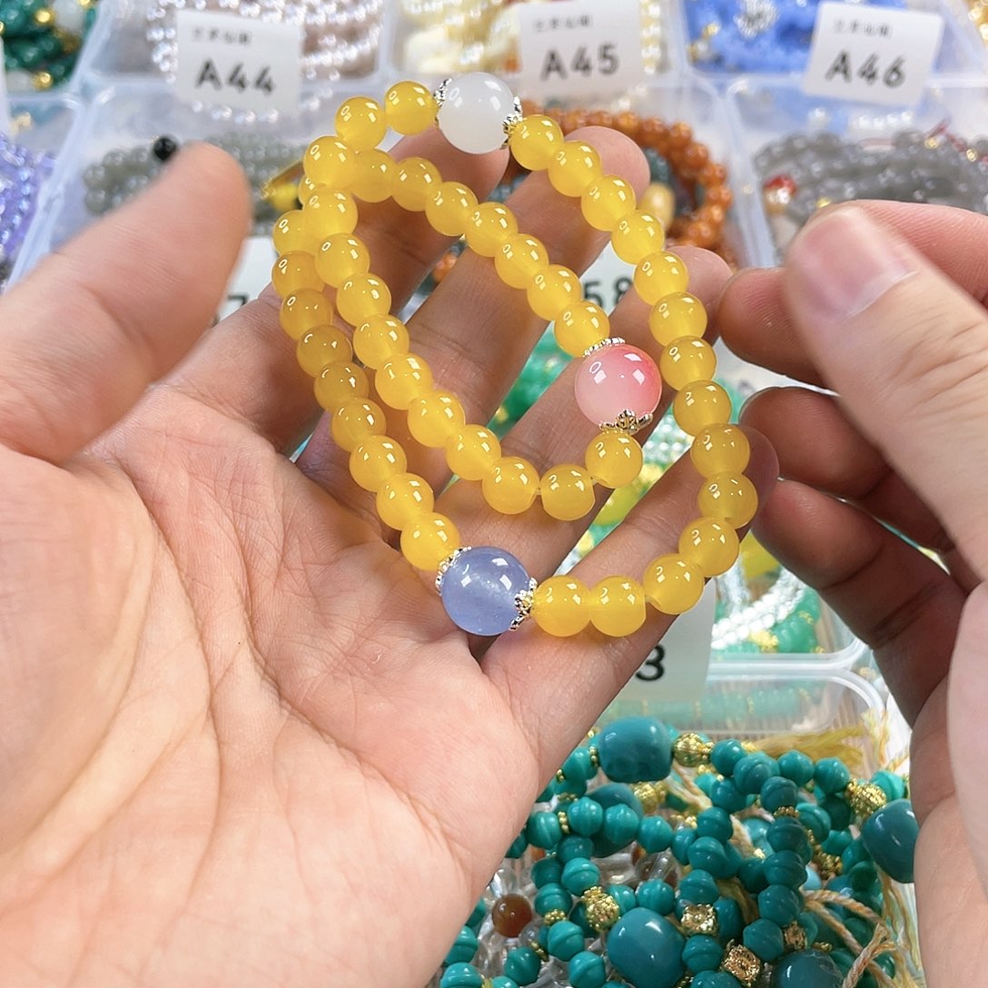 檀香木手串银S925镀金镶嵌