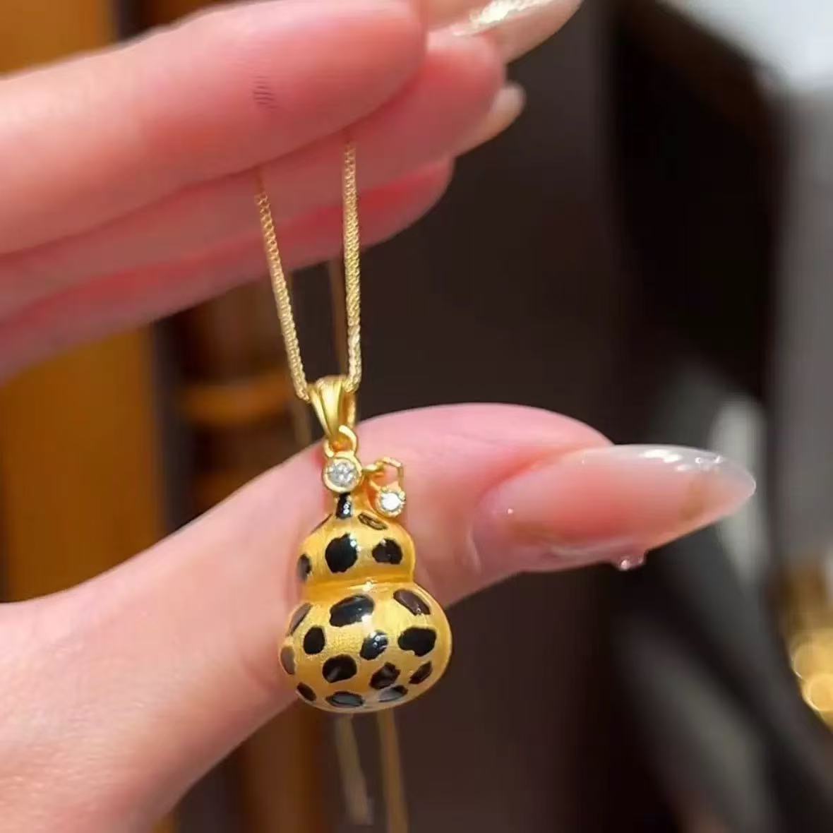 非金属珐琅吊坠 金色 豹纹葫芦吊坠 K446