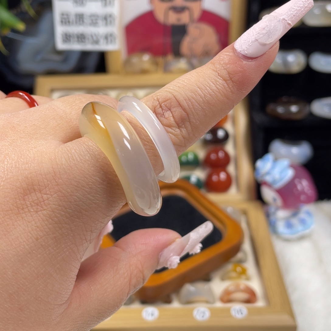 玛瑙/玉髓未镶嵌戒指港29（微包容）不退不换