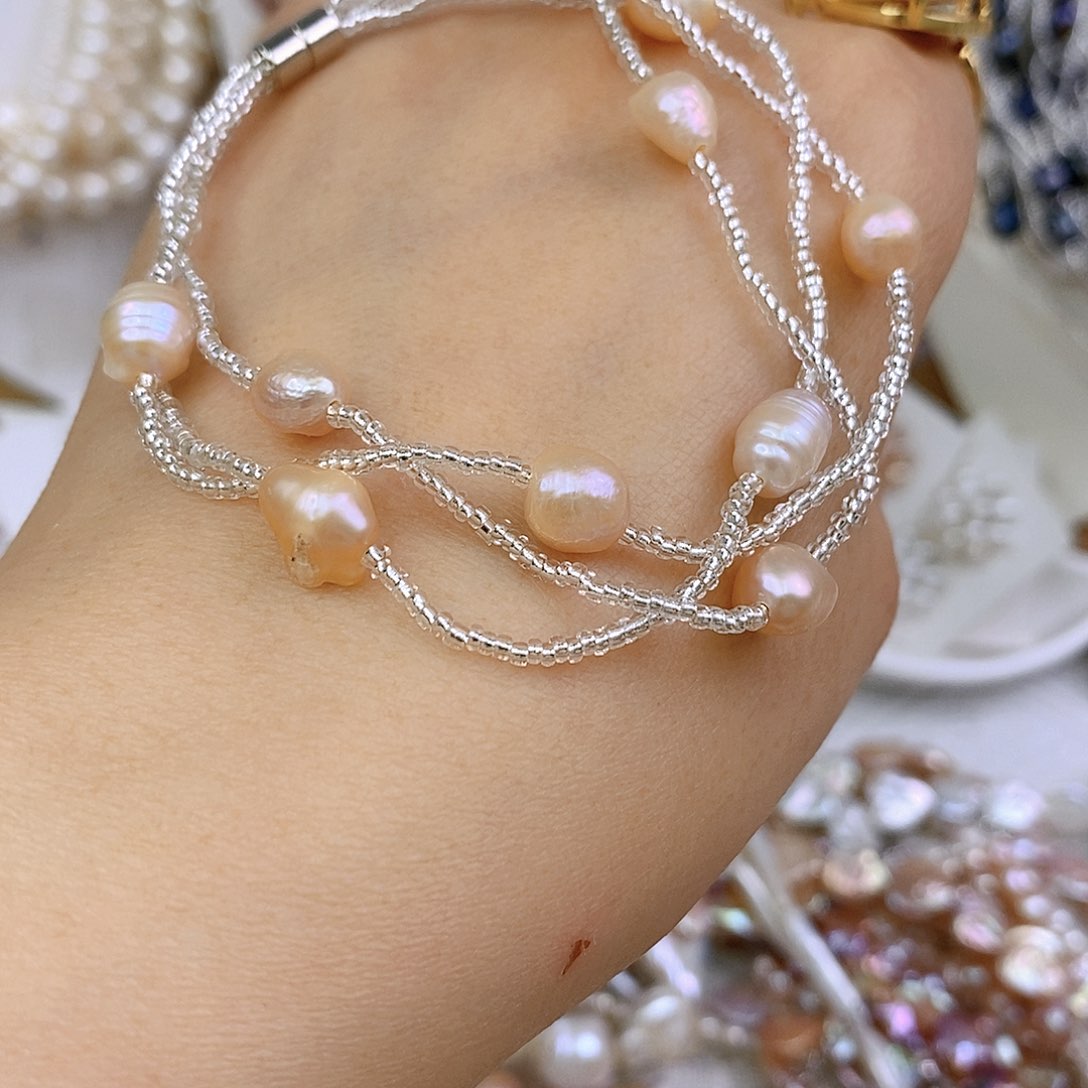 淡水珍珠手绳合金