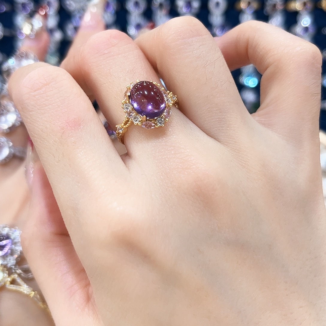 紫晶女款银S925镶嵌戒指