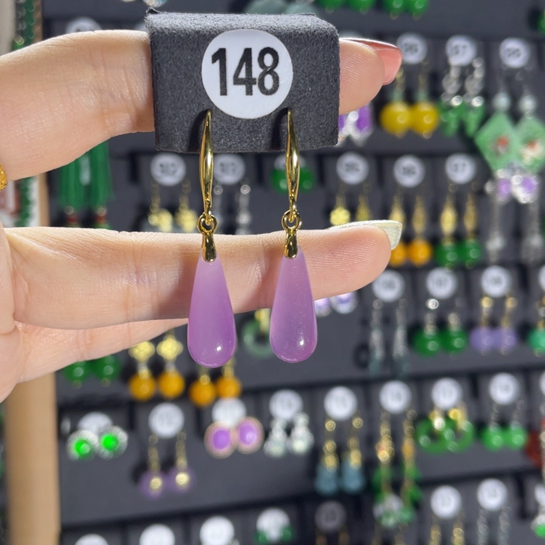 银S925镶嵌翡翠耳饰148