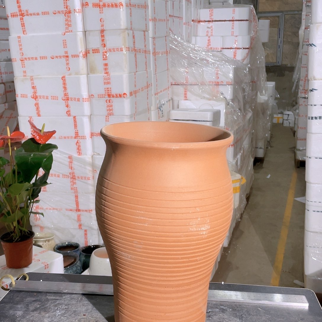 圆口收腰红陶大盆一个装口19高30