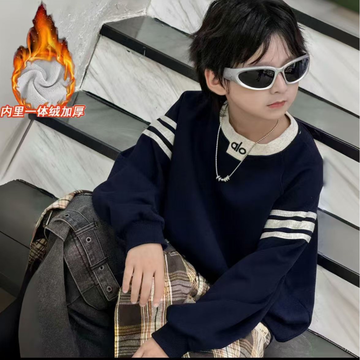 【加绒/不加绒】潮酷痞帅秋季童装上衣儿童帅气时尚外穿卫衣9469