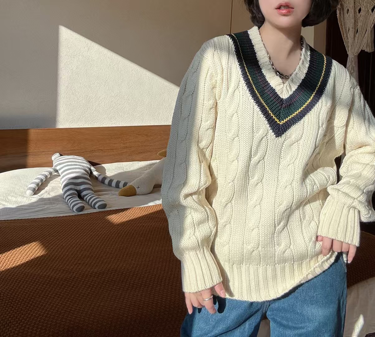 95新  拉夫/米白色麻花毛衣