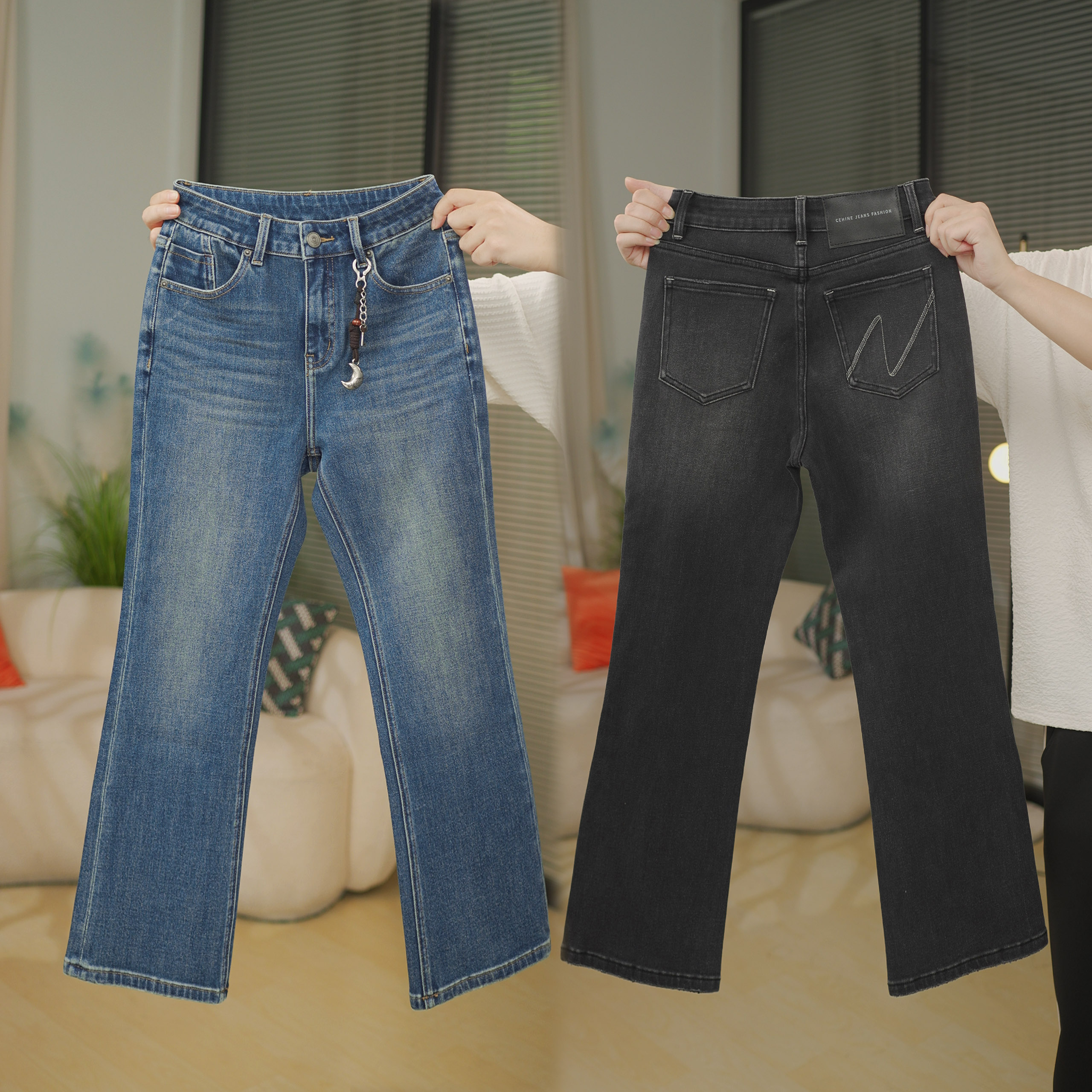 8051加绒微喇九分百搭牛仔裤小个子2025秋冬新款显瘦修身女人味