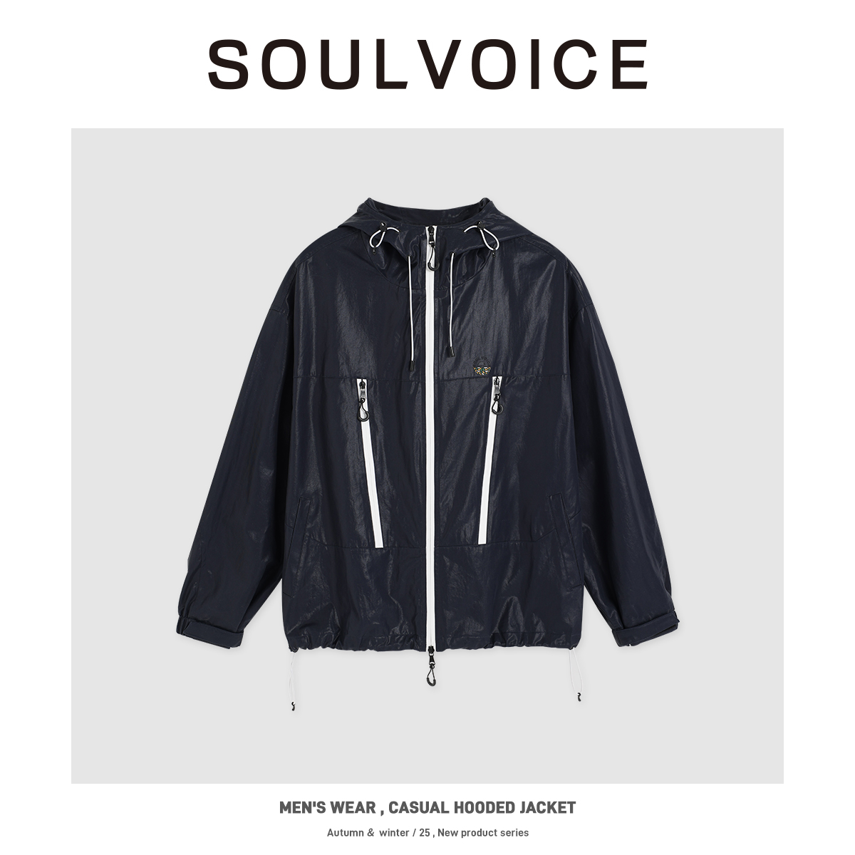 SOUL VOICE复古美式休闲连帽夹克外套防风工装皮衣秋装上衣FFC009
