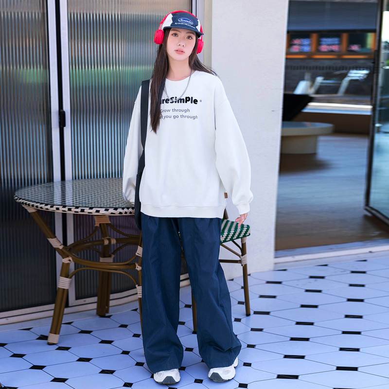 中学生秋季潮流韩版圆领卫衣工装裤休闲裤时尚百搭单品宽松套装