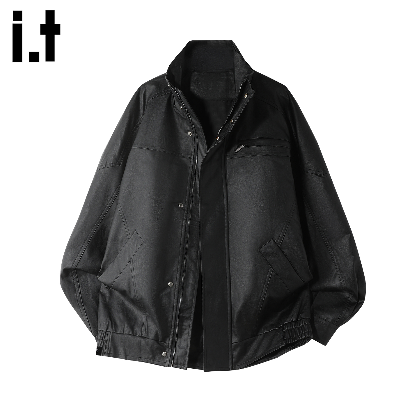 it :【FIVECM】黑色哑光pu皮皮衣夹克男士2025冬季防风机车服外套