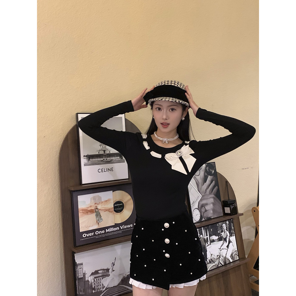 【DÉ MYSTÈRE】秋冬新款面膜针织T恤百搭显瘦长袖打底上衣GBMQ68256