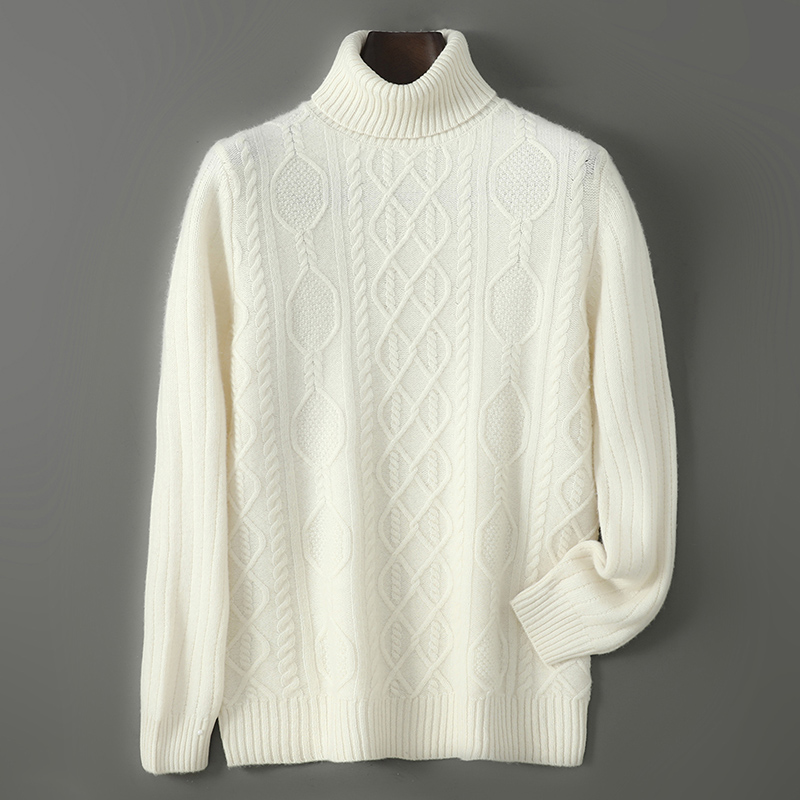 2025秋冬新款100%澳洲羊毛男高翻领宽松百搭休闲高端商务针织打底
