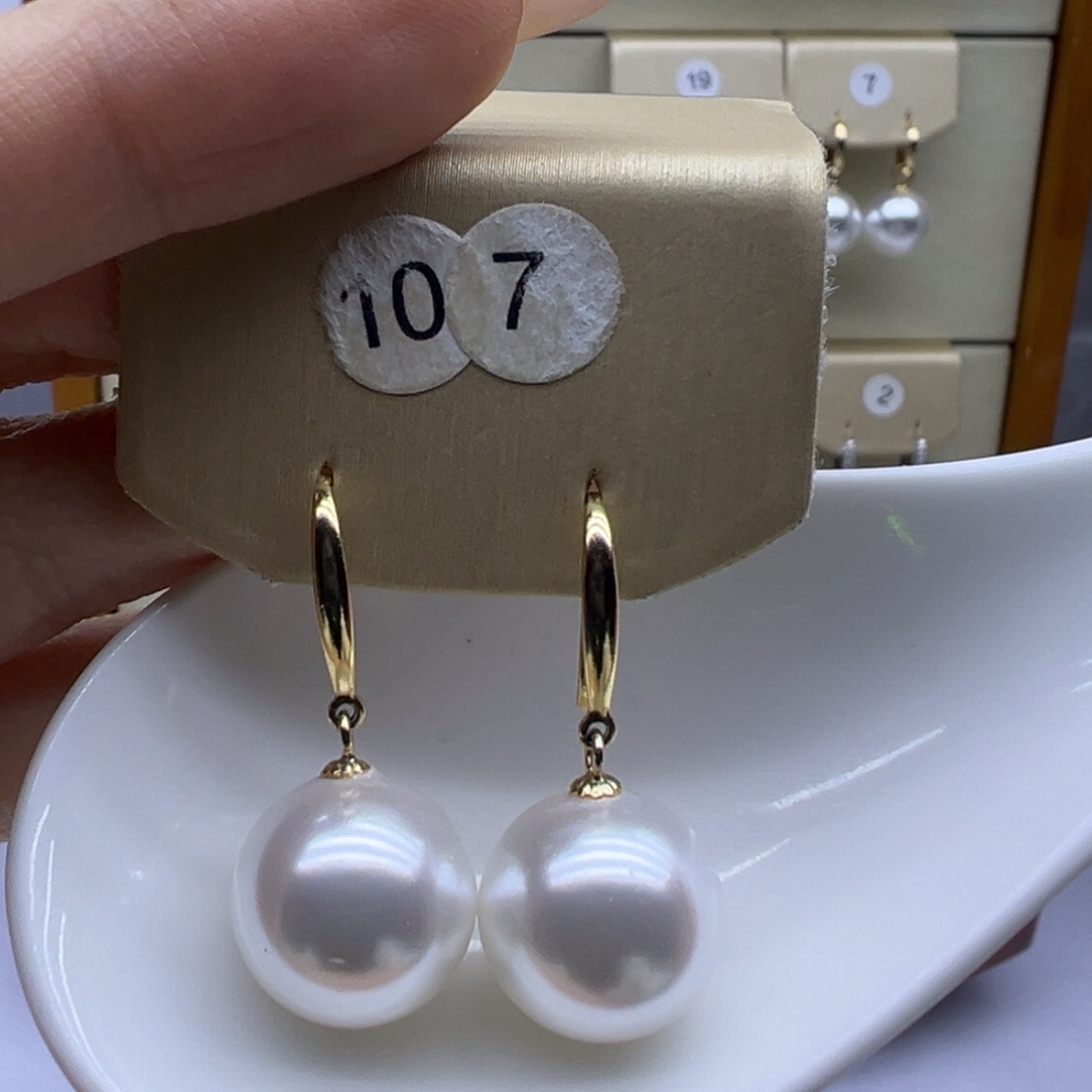 耳饰银S925镶嵌淡水珍珠