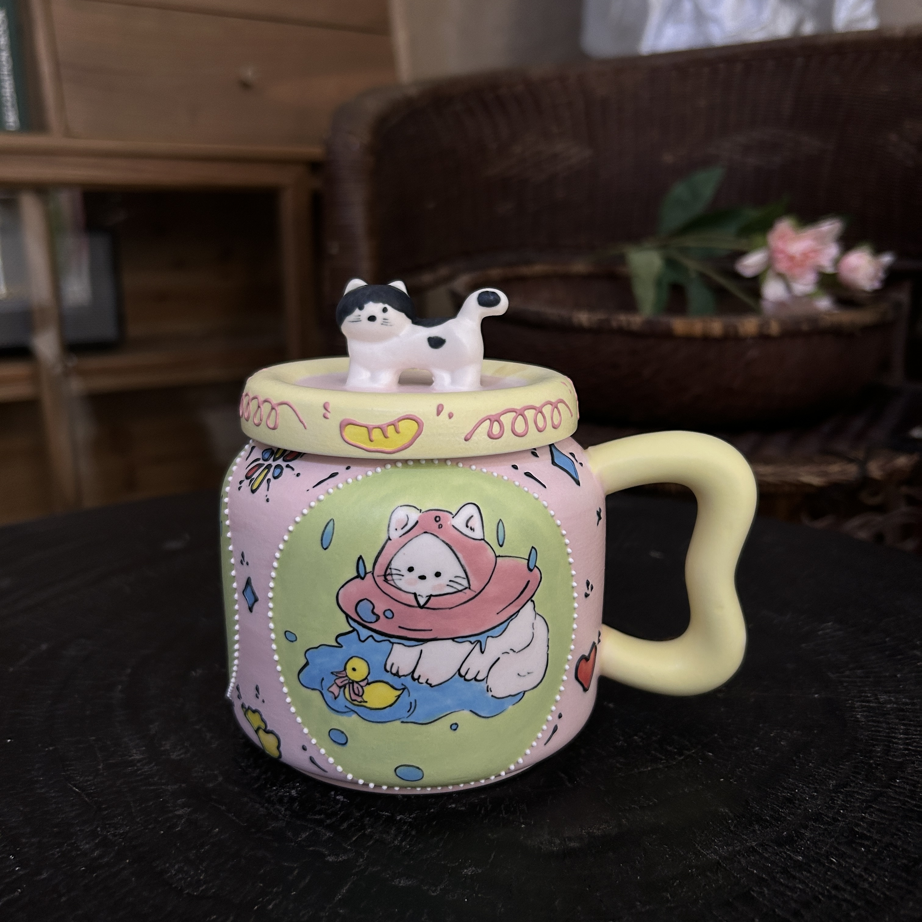 571猫咪咖啡杯家用学生马克杯休闲风可爱简约手工