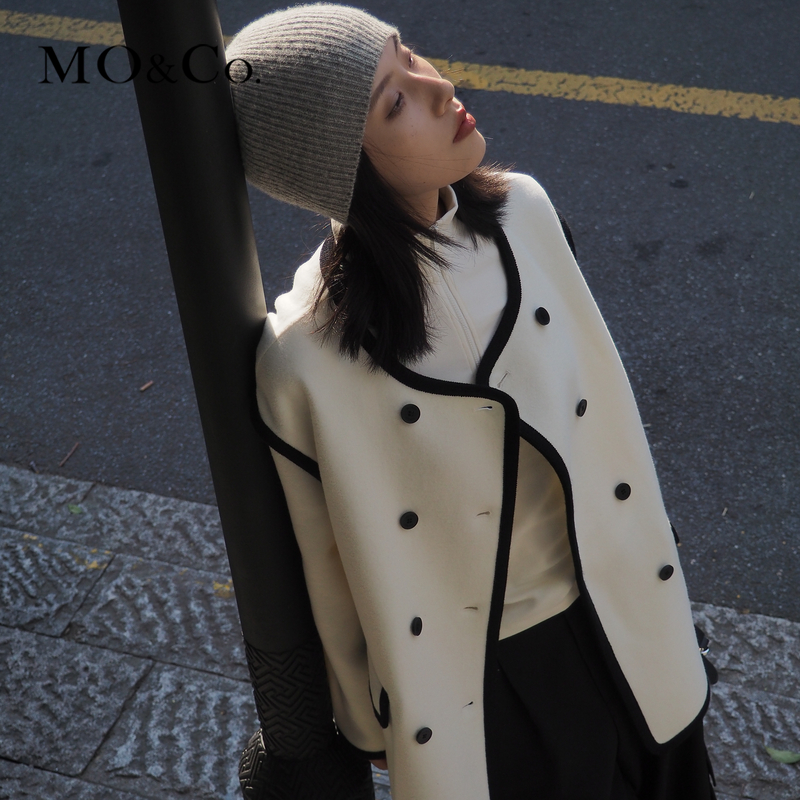【赵老板专属】MOCO冬绵羊毛双排扣H型双面呢外套MBC4COTT03