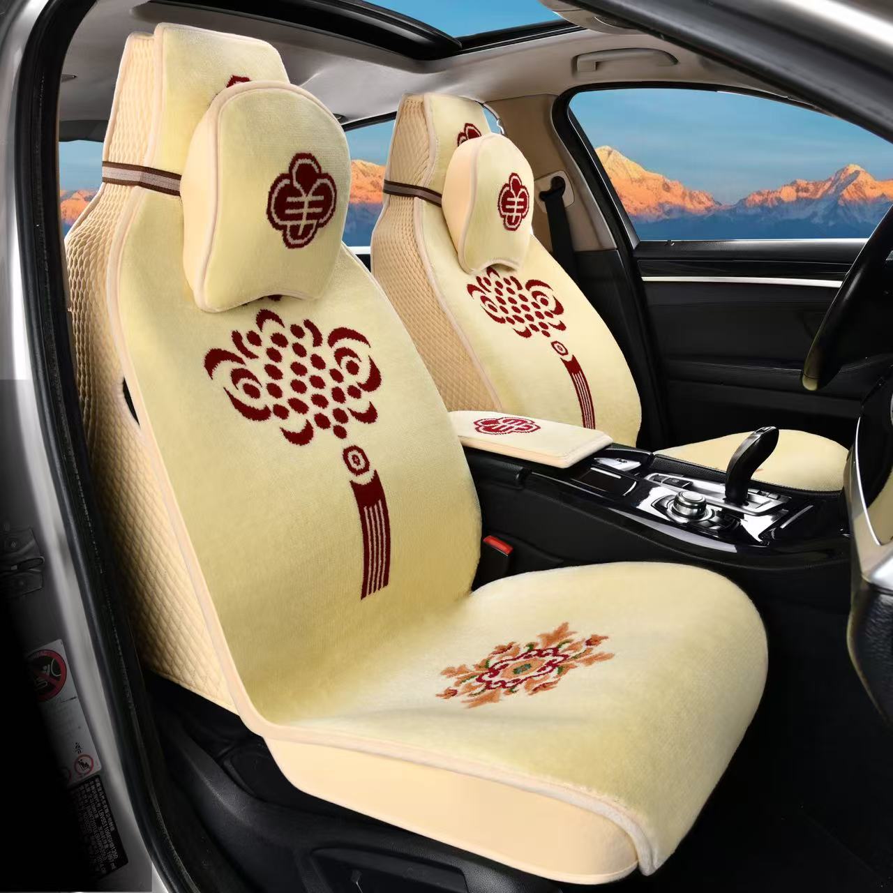 新款运动一体座椅专用羊毛混纺坐垫长安全包围四季通用手工座套