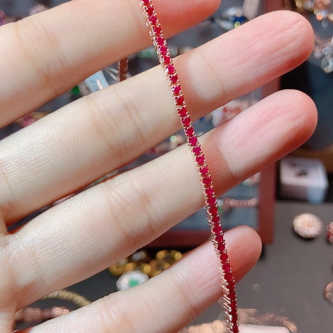 红宝石手链银S925镶嵌