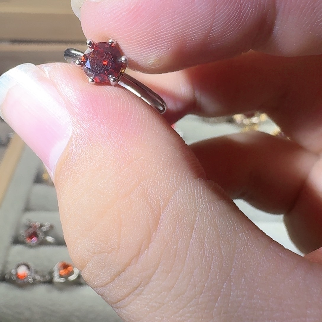 芙蓉石戒指银S925镶嵌