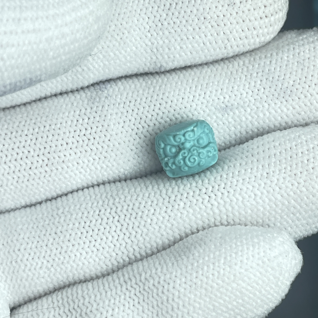 原矿绿松石醒狮雕刻9尺寸