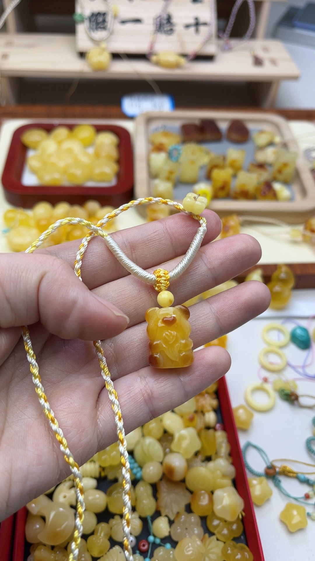 上新天然蜜蜡小熊套装