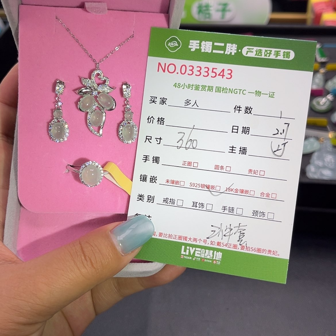 【闪购商品】翡翠套链银S925镶嵌多人