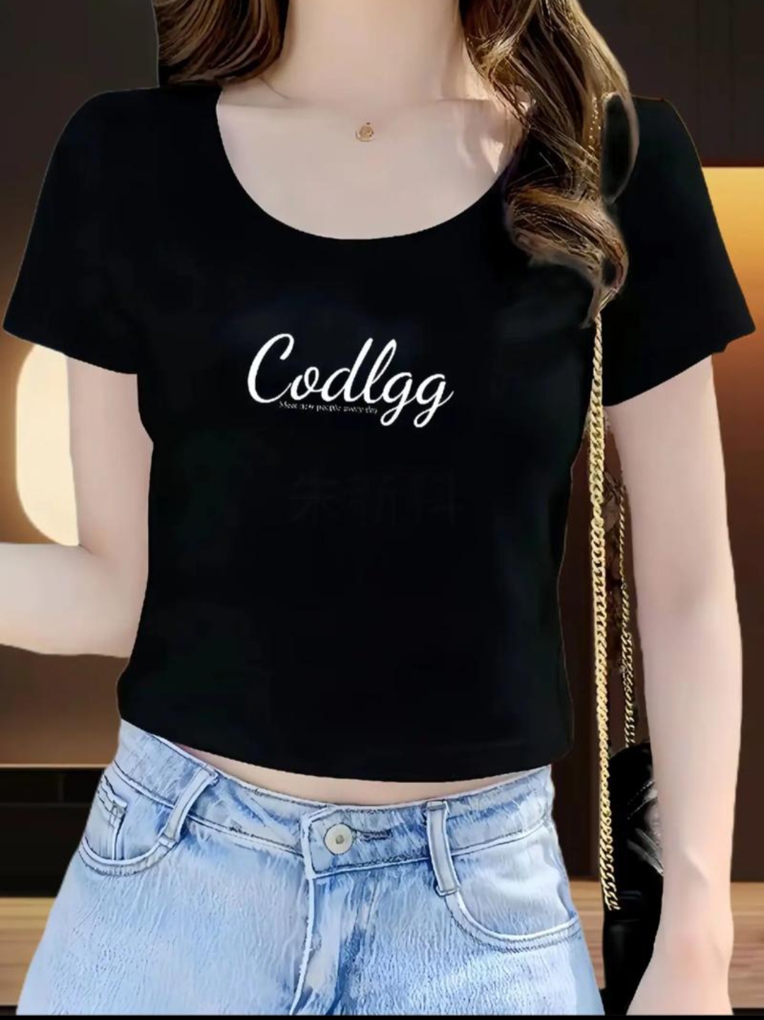 2025显瘦短款时尚百搭洋气纯棉紧身夏季圆领半袖