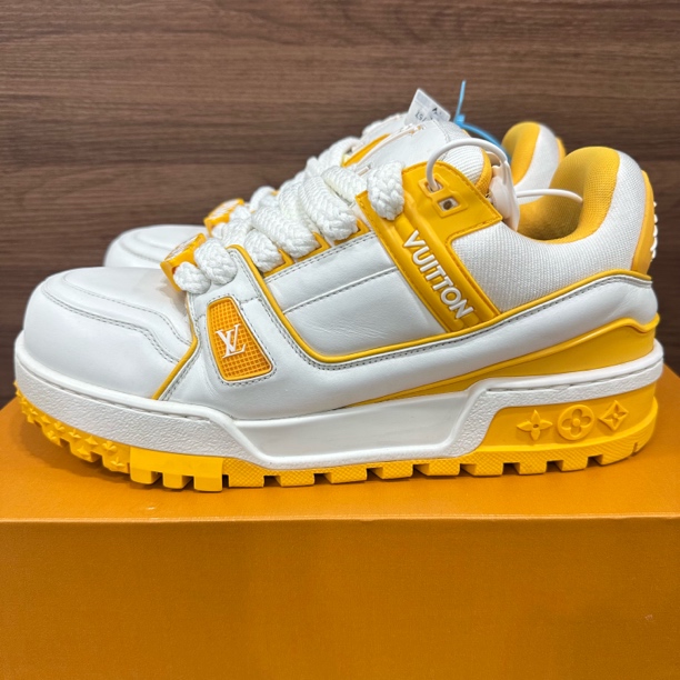 95新 LouisVuitton/路易威登 42码 trainer 白黄胖丁 低帮板鞋