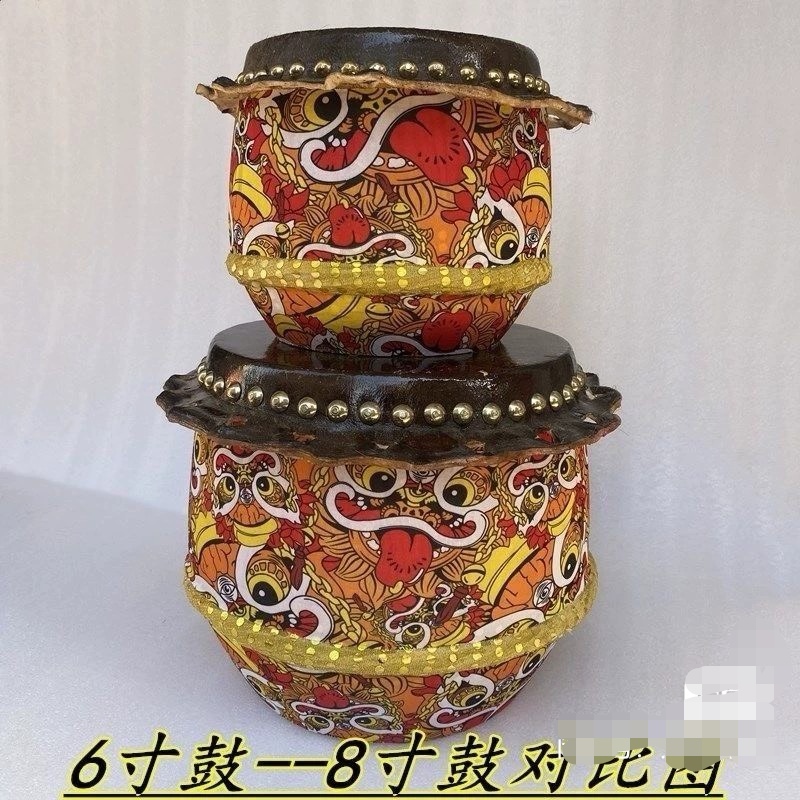 传统水牛皮醒狮鼓单面鼓头层牛皮鼓真原木真牛皮内装弹簧钢圈