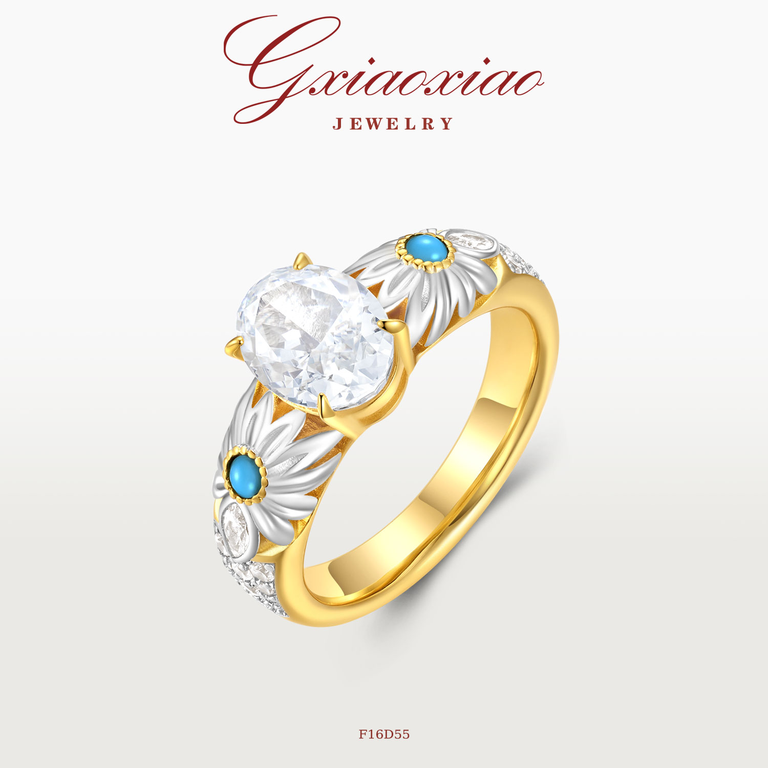 G XIAOXIAO 【花蕊流光】轻奢小众中式复古雏菊戒指 F16D55