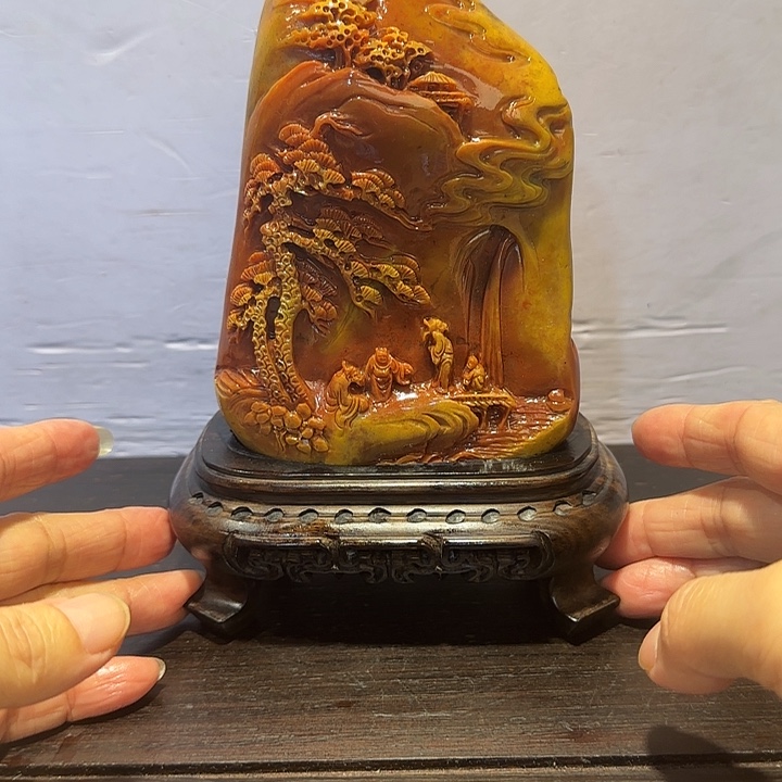 清***月寿山石昌化田黄摆件精品
