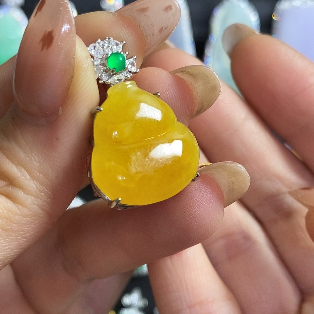 翡翠银S925镶嵌颈饰天然翡翠