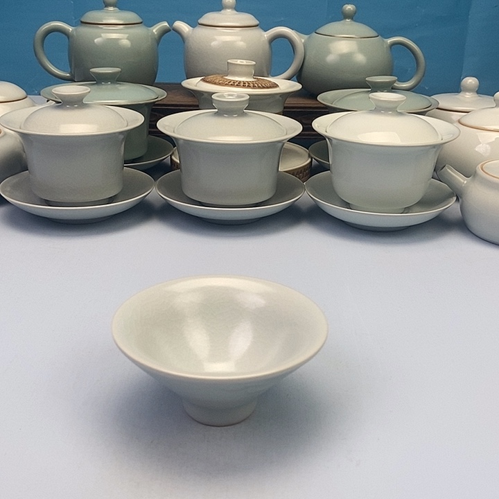 杯仿古月白抖笠杯原矿原釉原产地