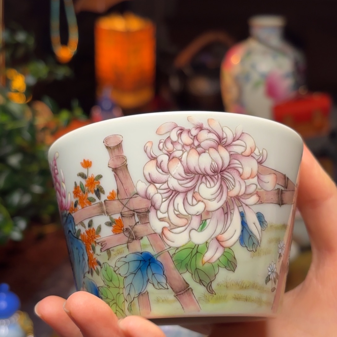 杯精工粉彩独家设计主人杯