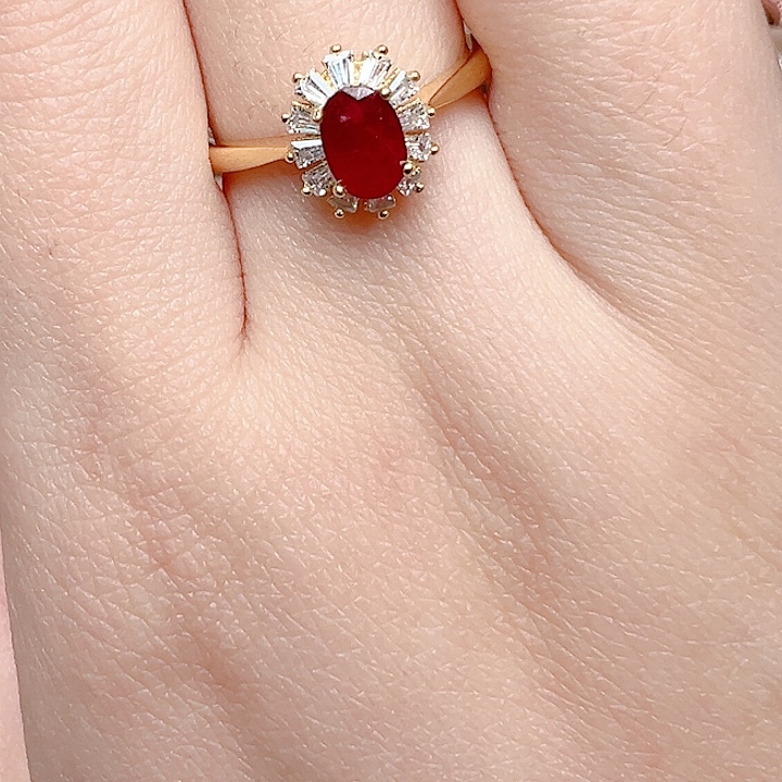 戒指银S925镶嵌红宝石