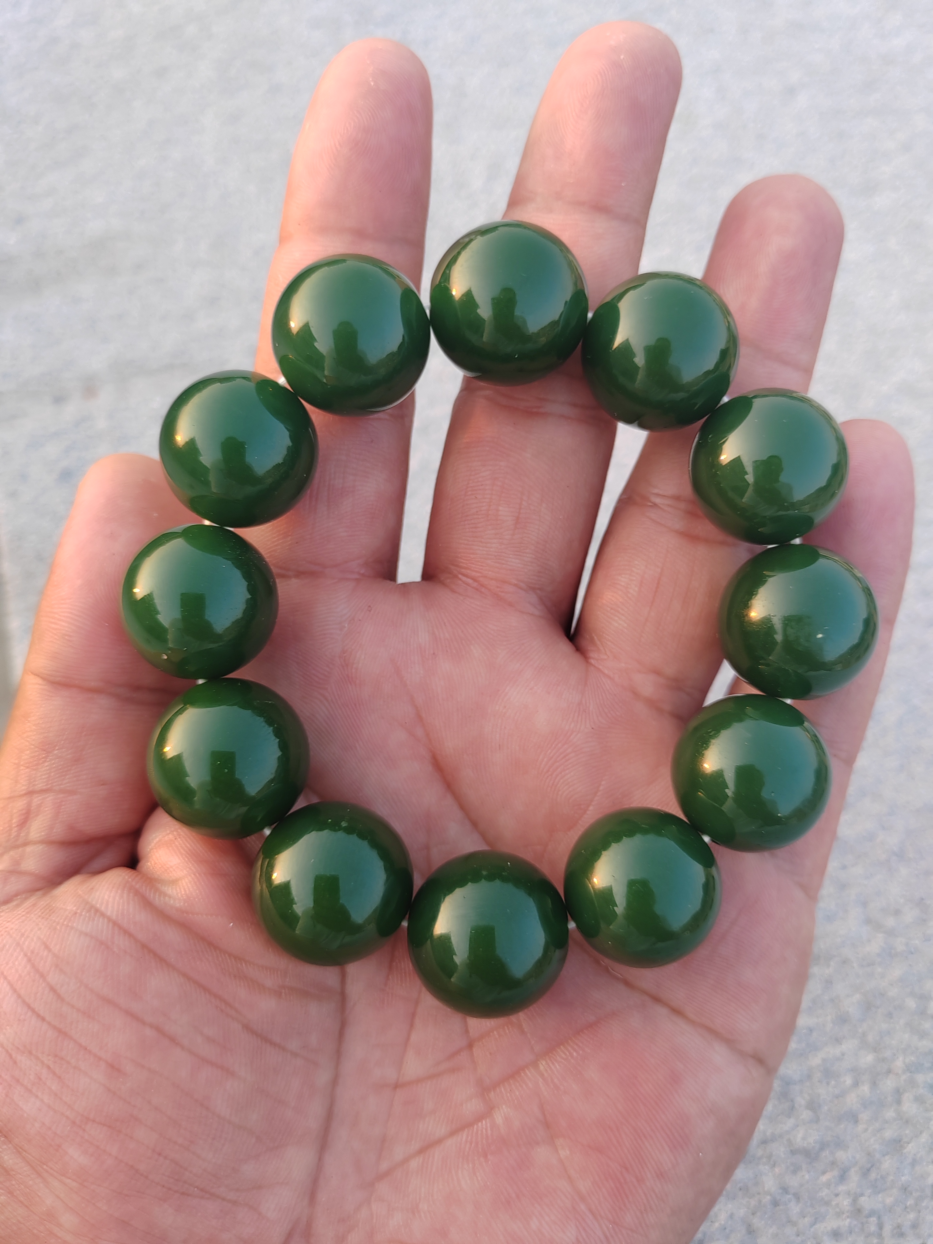 卡20 菠菜绿单圈手串