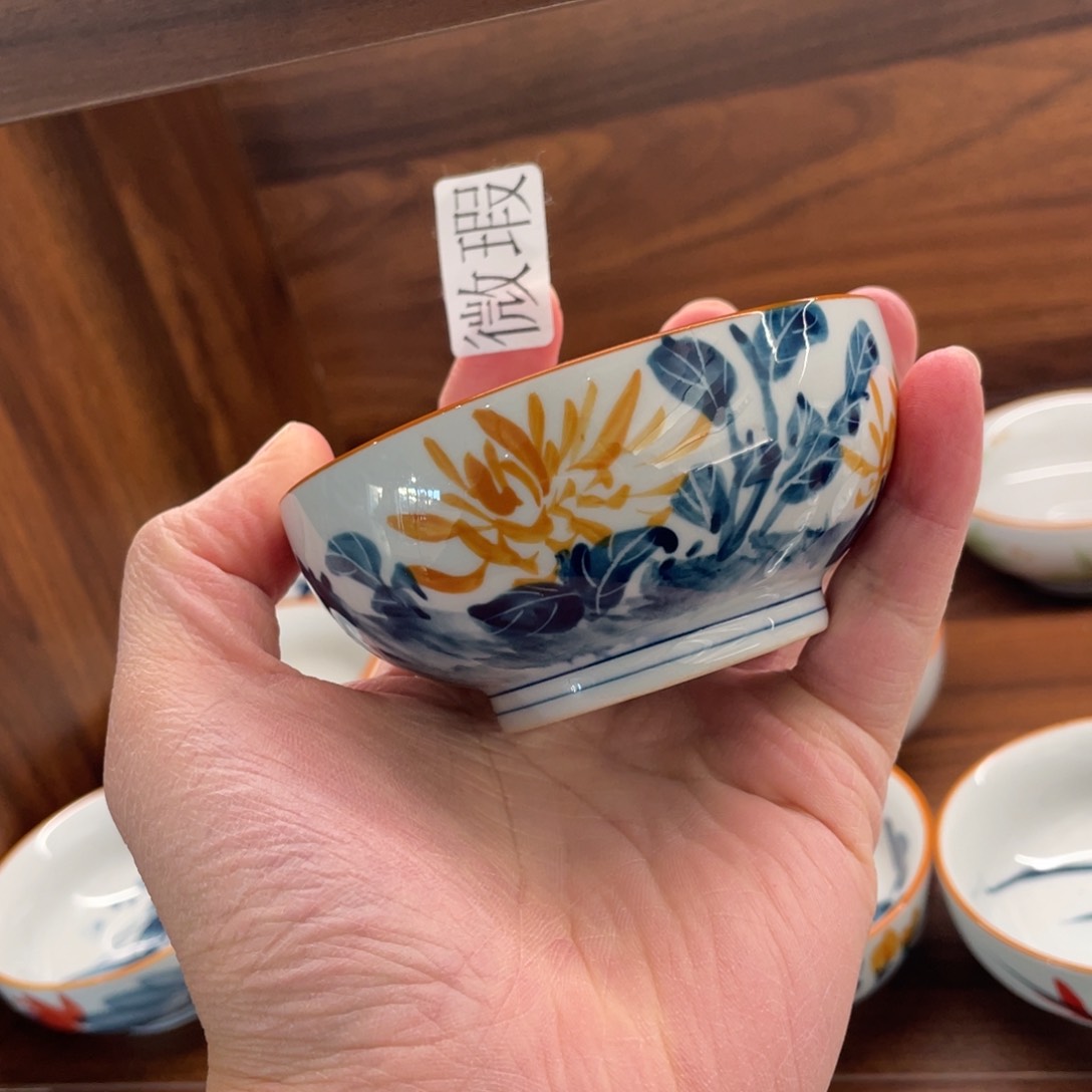 釉下手绘茶具微瑕