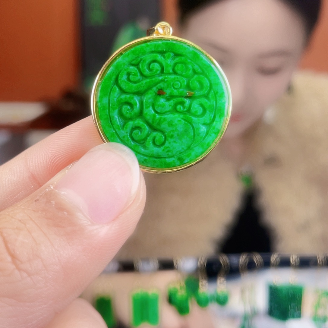 翡翠银S925镶嵌耳饰
