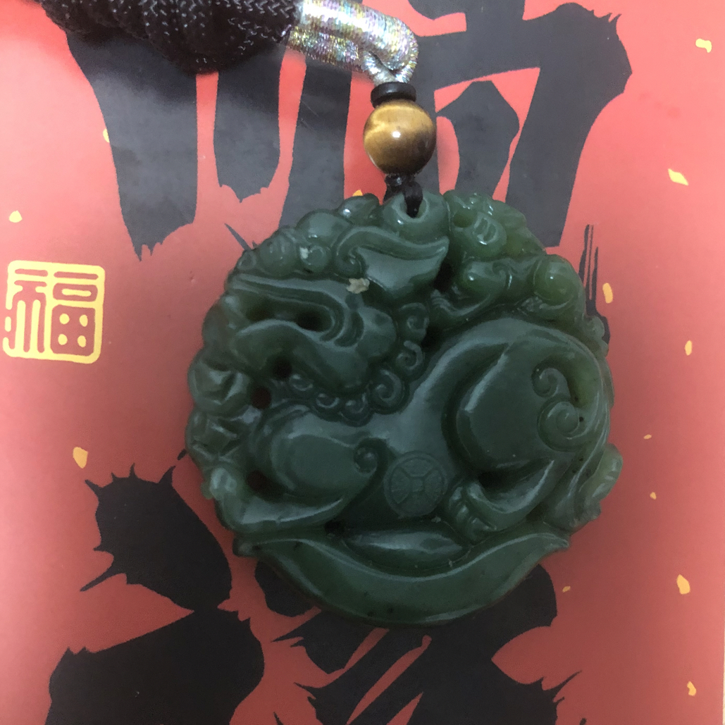 正品捡漏俄和田玉碧玉吊坠双面飞天貔貅抖音基地质检