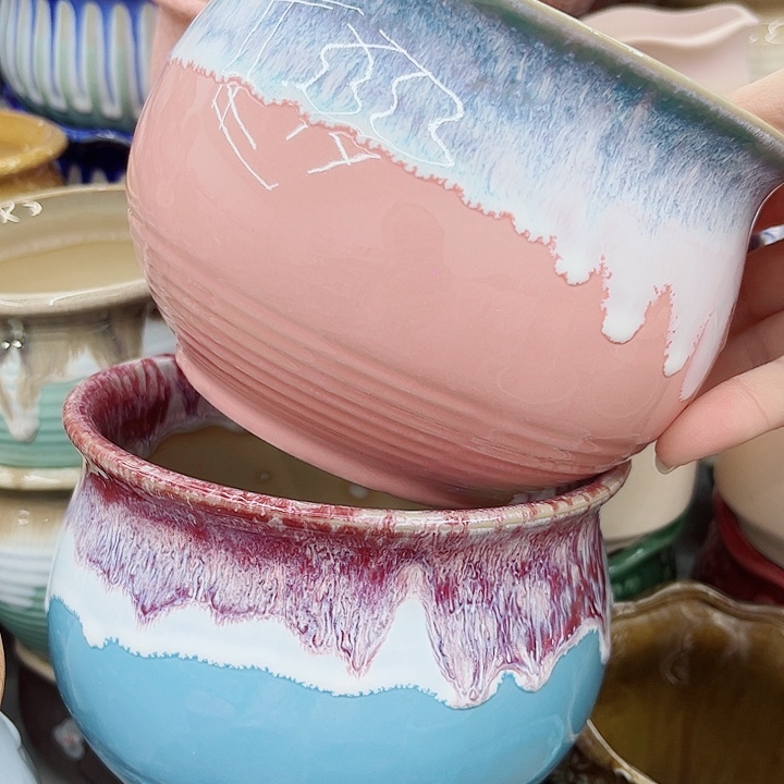 多肉绿植陶瓷花盆9.9包邮，有孔