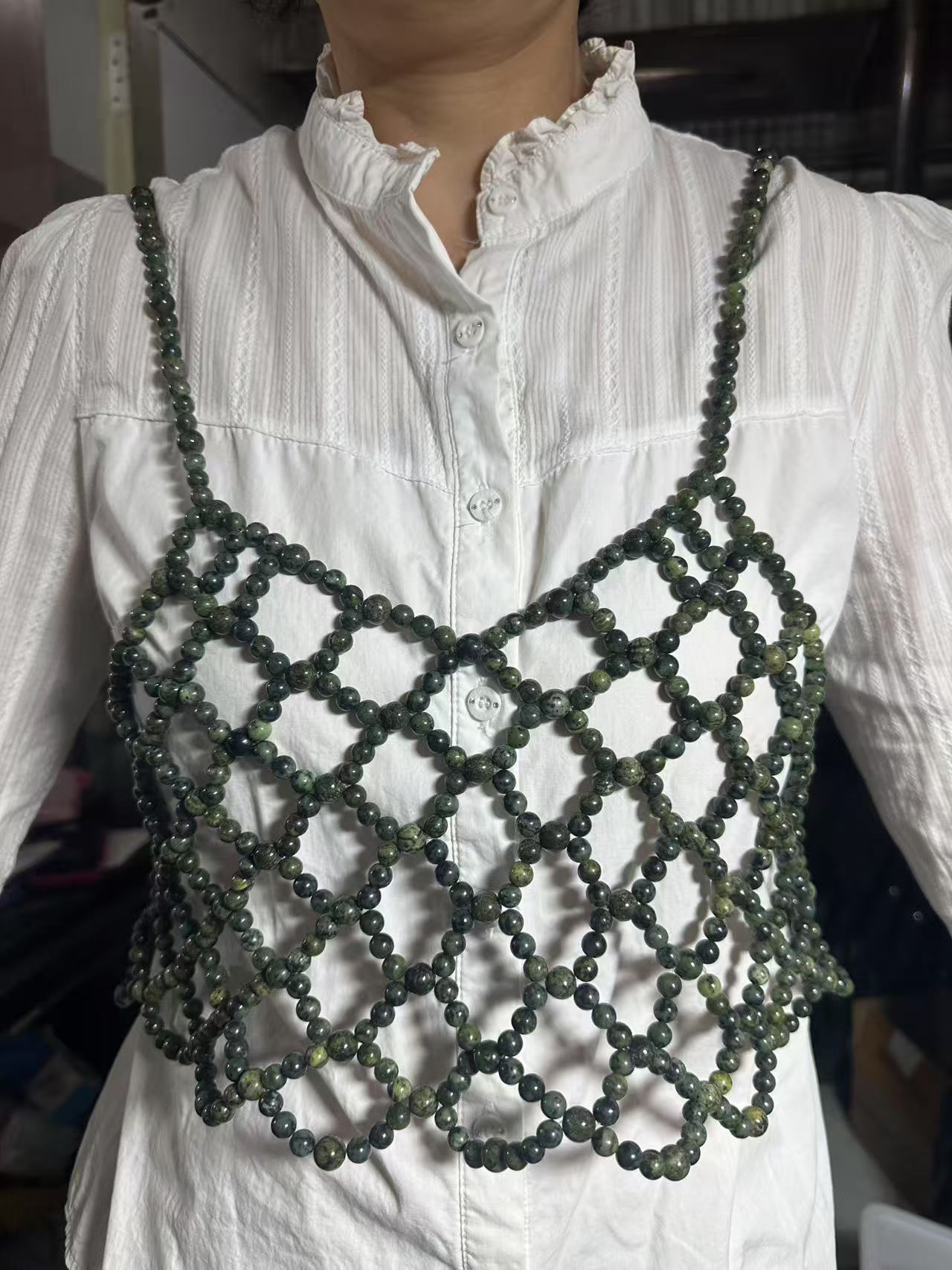 藏玉药王石珠子背心