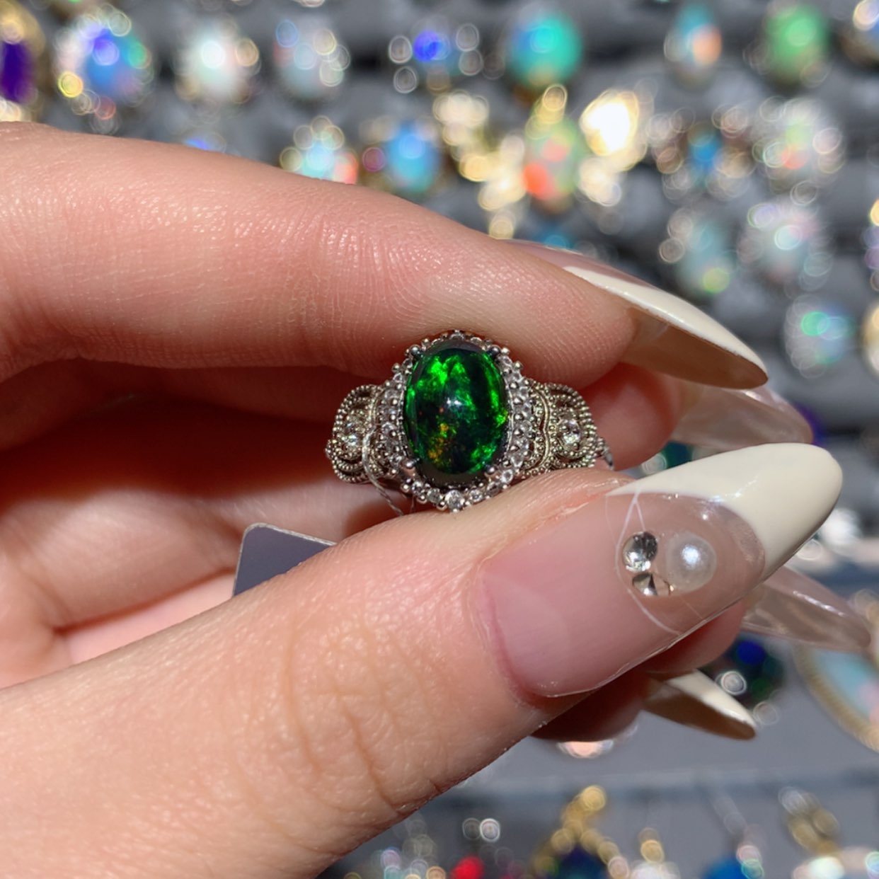 【闪购商品】欧泊福利戒指w银S925镶嵌小*