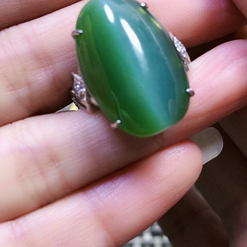 和田玉银S925镶嵌戒指