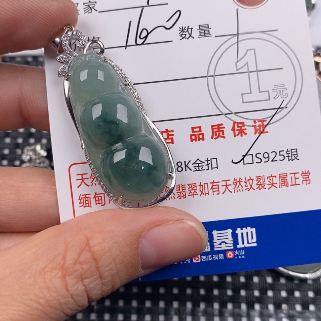 T***）翡翠银S925镶嵌颈饰