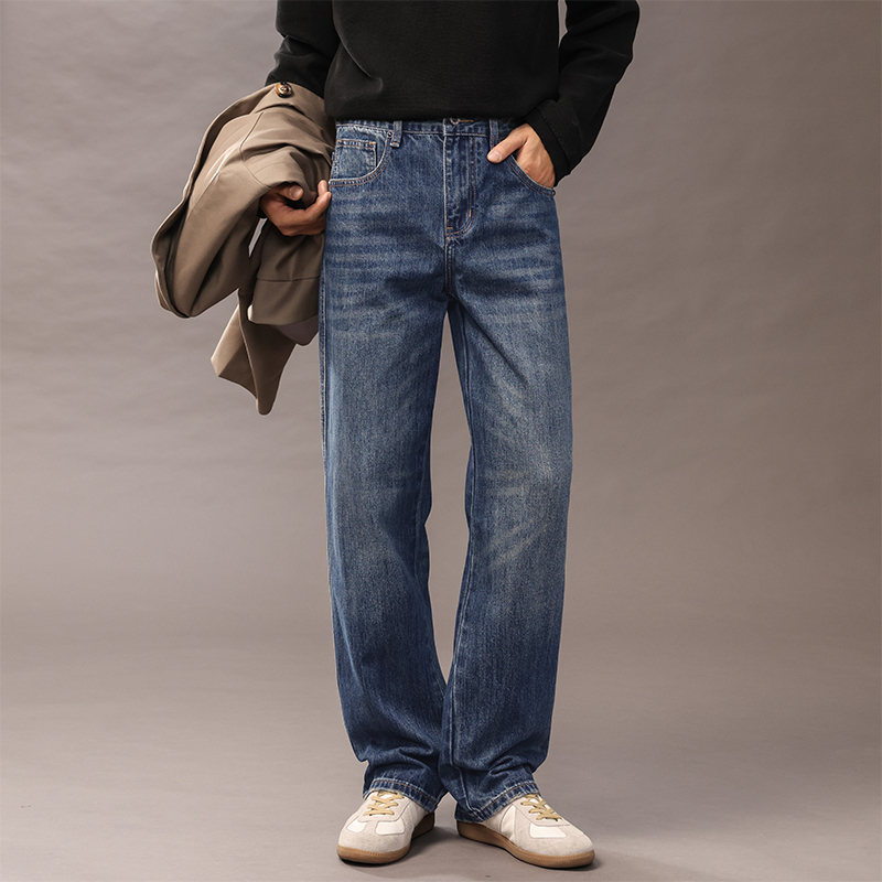503#宽松直筒牛仔裤男士秋装新款简约百搭时尚休闲高街长裤子潮牌